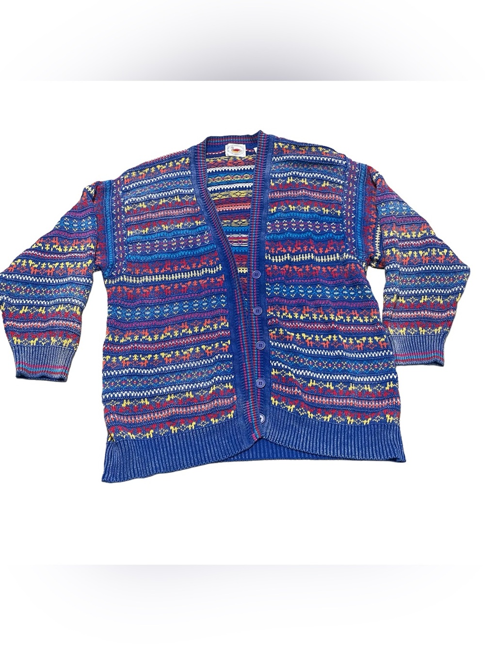 Vintage Knit Marsh Landing Cotton Multicolored Button Sweater